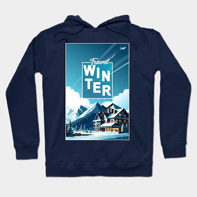 Winter Mountain snow sports ski Hotels in Snowy Mountains landscape Christmas Alps T-Shirt Hoodie by sofiartmedia